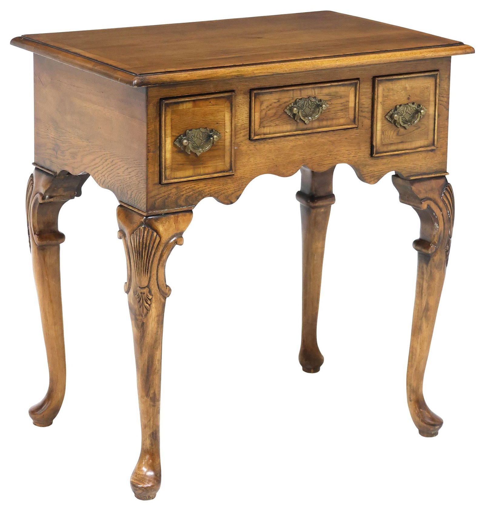 ENGLISH QUEEN ANNE STYLE CROSSBANDED OAK LOWBOY/ HALL TABLE (1 of 5)