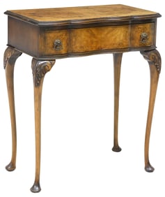 ENGLISH QUEEN ANNE STYLE BURLED WALNUT SIDE TABLE