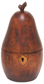 ENGLISH GEORGE III STYLE CARVED PEAR-FORM TEA CADDY
