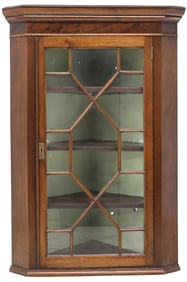 ENGLISH LATE GEORGIAN PERIOD WALL-HANGING MAHOGANY CORNER CABINET