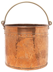 LARGE ENGLISH RIVETED & HANDLED COPPER BUCKET