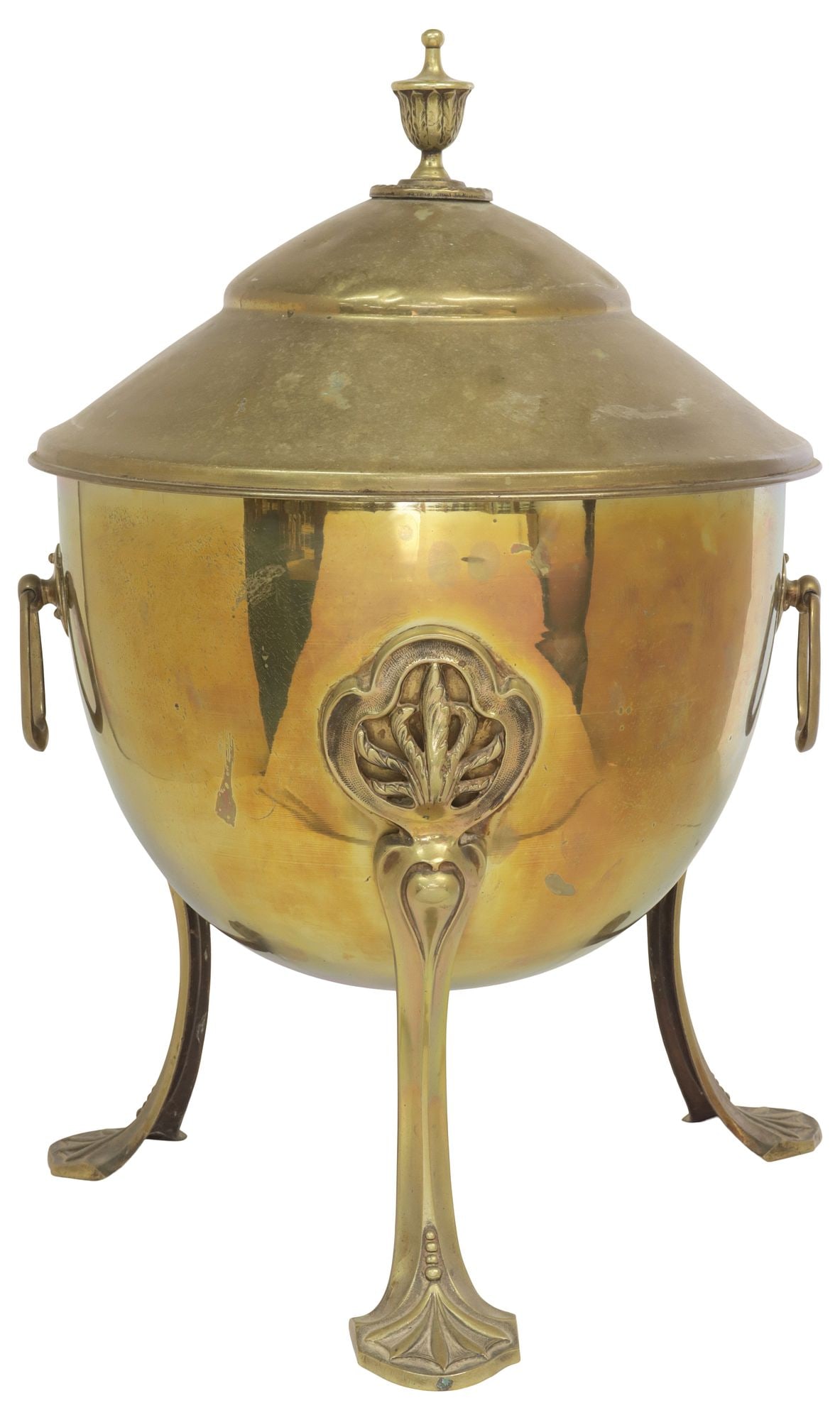 ENGLISH EDWARDIAN BRASS COAL BIN (1 of 5)