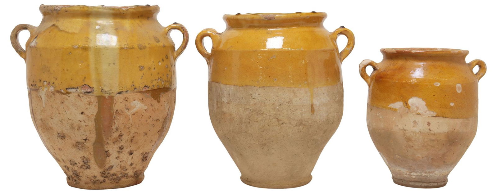 (3) FRENCH OCHRE-GLAZED EARTHENWARE CONFIT POTS (1 of 3)
