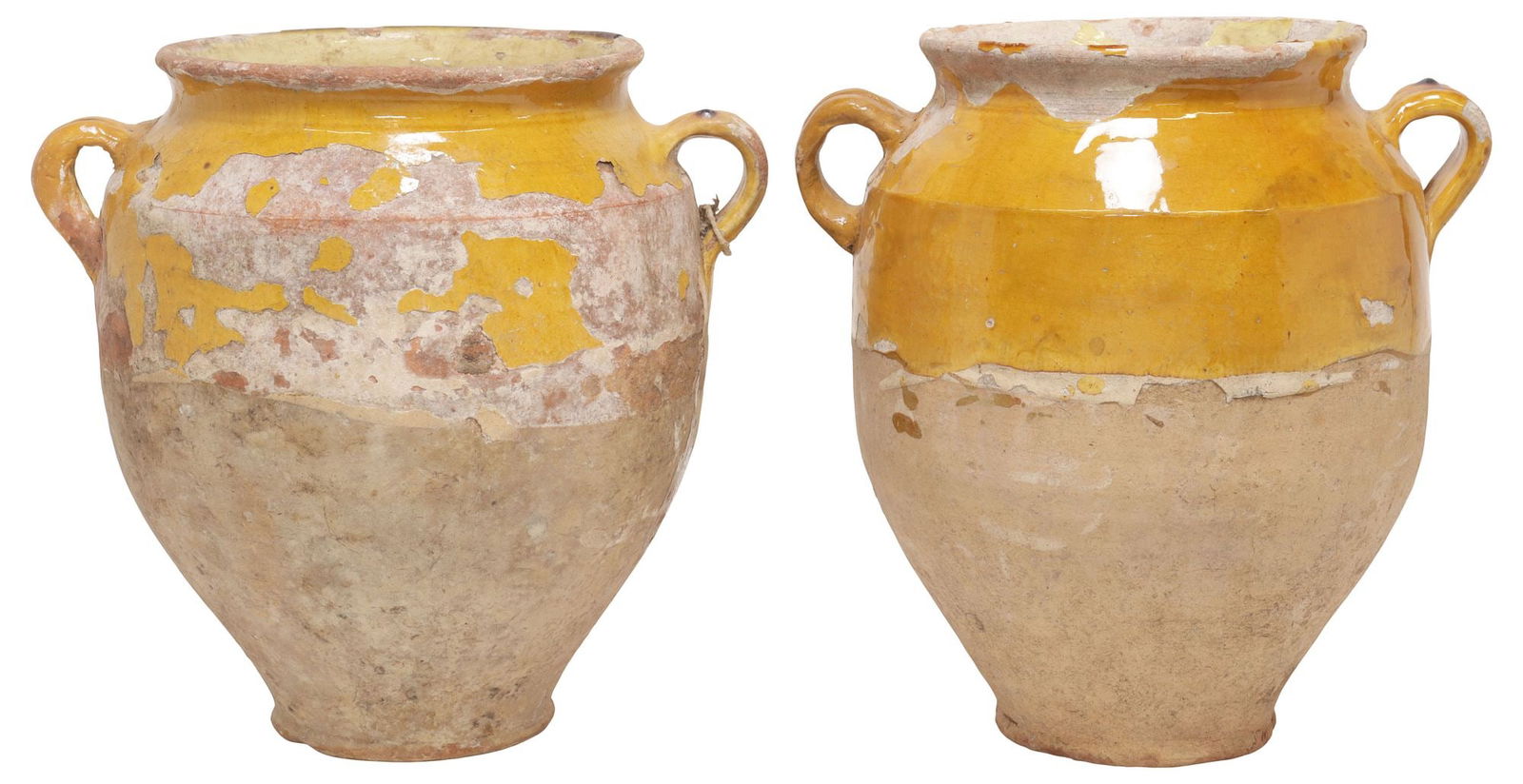 (2)  FRENCH OCHRE-GLAZED EARTHENWARE CONFIT POTS (1 of 3)