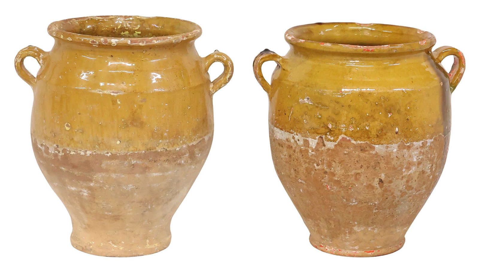 (2) FRENCH OCHRE-GLAZED EARTHENWARE CONFIT POTS (1 of 4)