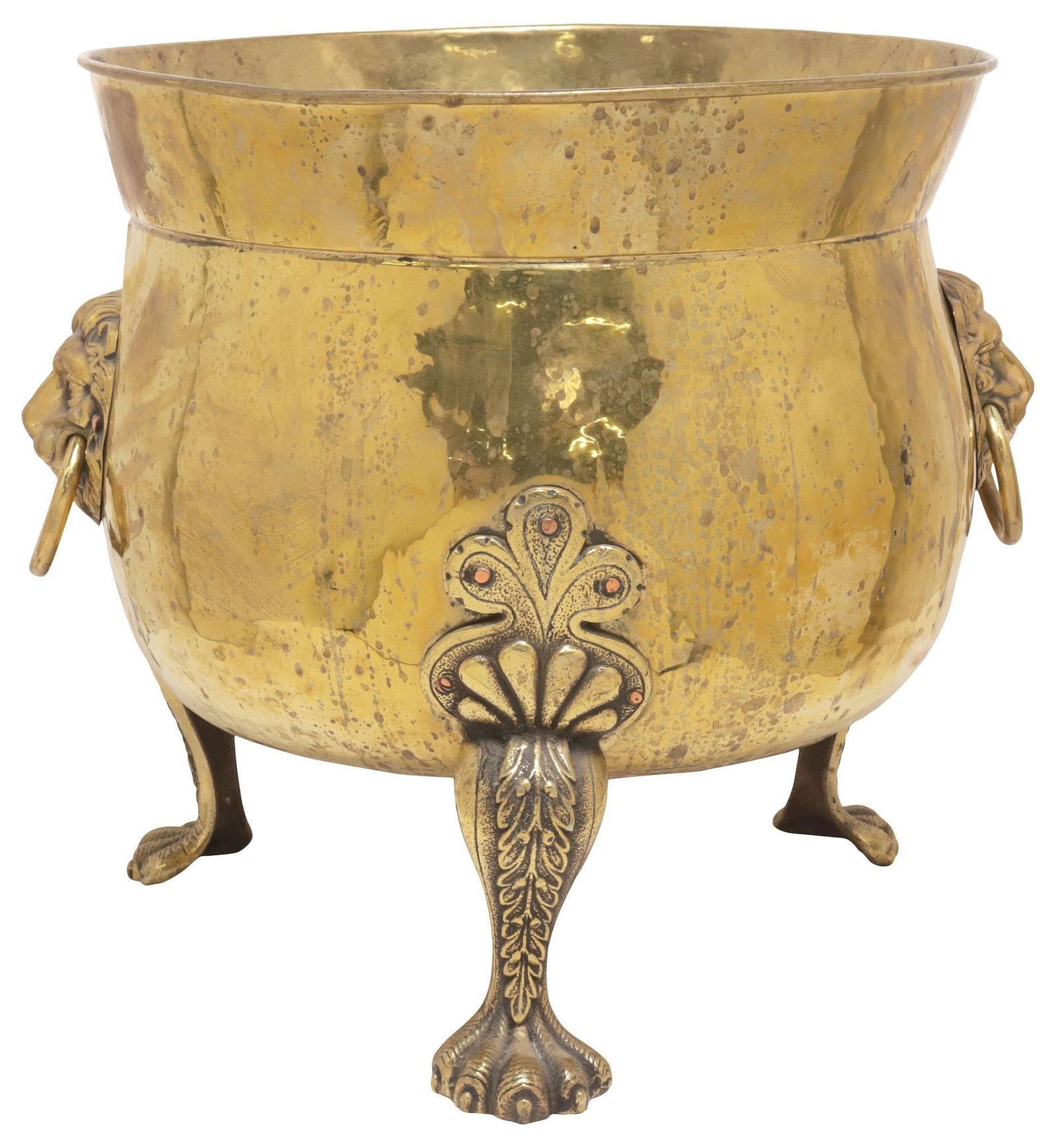 ENGLISH BRASS PLANTER / JARDINIERE ON PAW FEET (1 of 5)