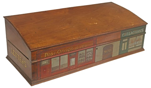 LARGE ENGLISH PAINT-DECORATED STORAGE BOX