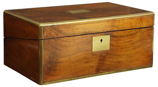 ENGLISH BRASS-BOUND WALNUT TRAVEL DESK/ WRITING SLOPE