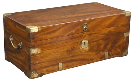 BRITISH COLONIAL BRASS-BOUND MAHOGANY & CAMPHOR CAMPAIGN BOX