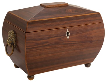 ENGLISH REGENCY PERIOD ROSEWOOD & GILT METAL TEA CADDY