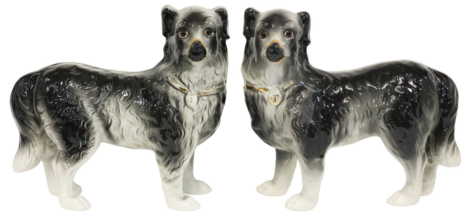 (2) ENGLISH STAFFORDSHIRE MANTEL FIGURES OF BORDER COLLIES (1 of 4)