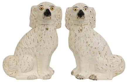 (2) ENGLISH STAFFORDSHIRE MANTEL DOGS