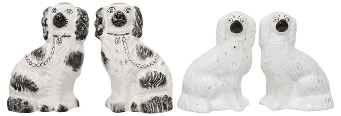 (4) ENGLISH STAFFORDSHIRE MANTEL DOGS