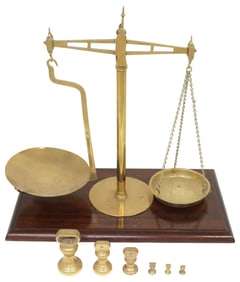 ENGLISH KNOWLES & SON BRASS BALANCE SCALES & WEIGHTS