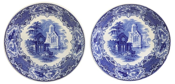 (2) ENGLISH STAFFORDSHIRE TRANSFERWARE 'ABBEY' CENTERPIECE BOWLS