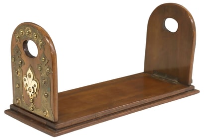 ENGLISH VICTORIAN WALNUT BRASS & BONE MOUNTED FOLDING BOOKEND