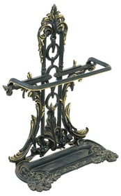 ENGLISH PARCEL-GILT & PAINTED CAST IRON UMBRELLA STAND