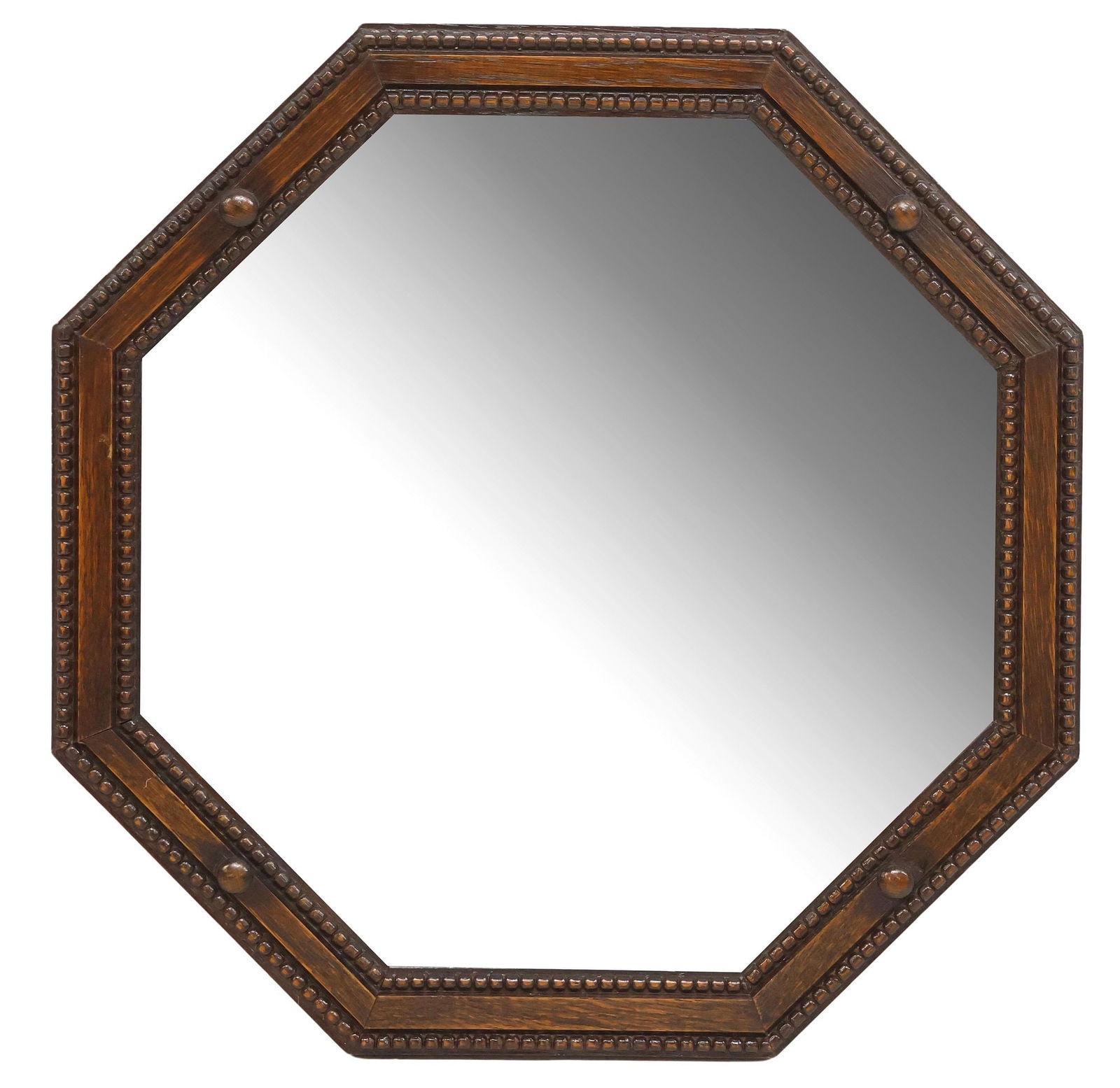 ENGLISH JACOBEAN STYLE OCTAGONAL OAK WALL MIRROR (1 of 3)