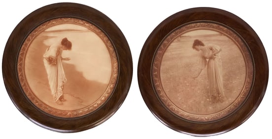 (2) WILLIAM HENRY MARGETSON (D.1940) PRINTS, OUTDOOR MAIDENS