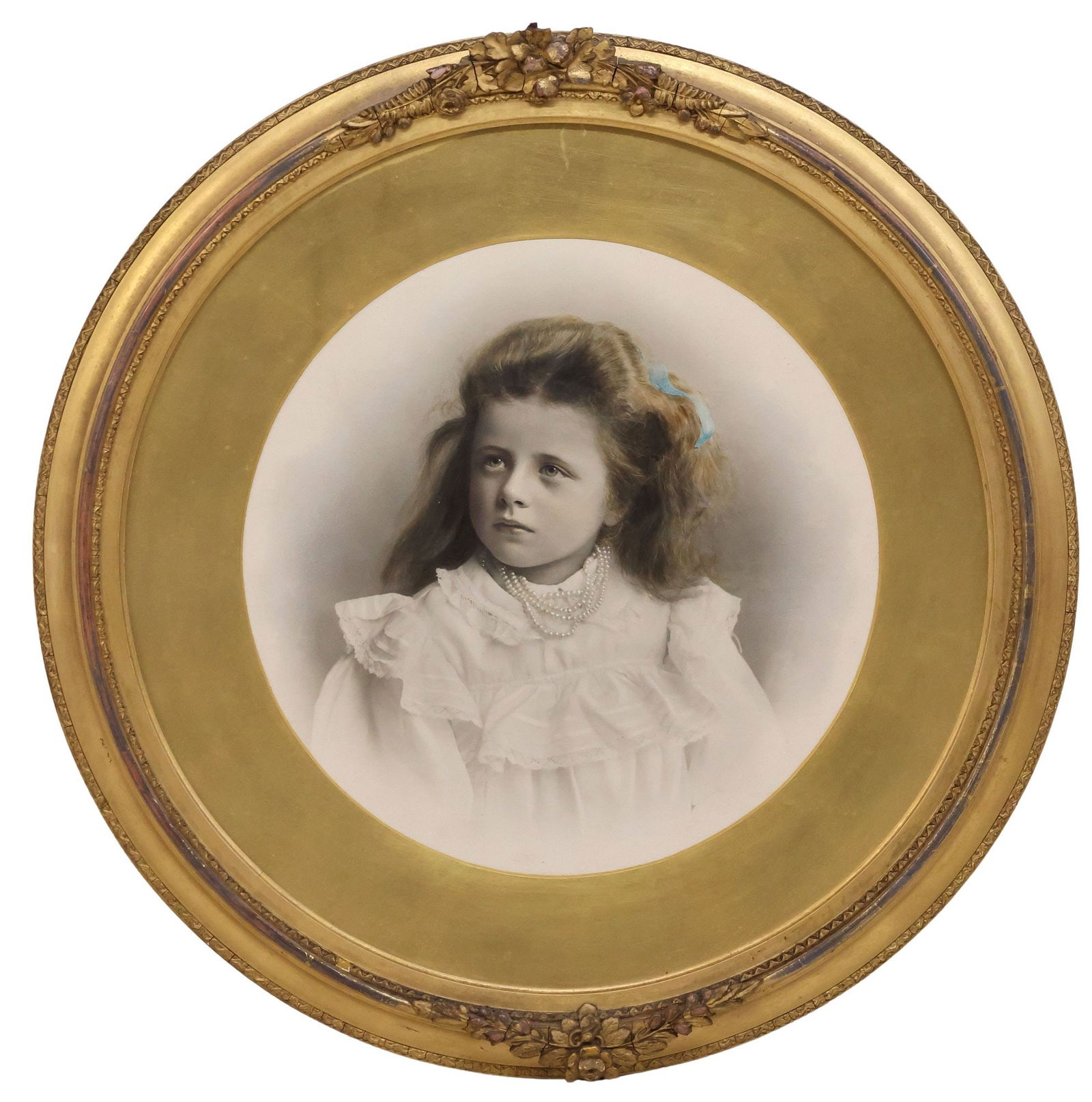 FRAMED HAND-TINTED PHOTOGRAPH, PORTRAIT OF A YOUNG GIRL (1 of 2)