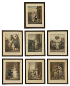 (7) AFTER FRANCIS WHEATLEY (D.1801) 'CRIES OF LONDON' COLOR ENGRAVINGS