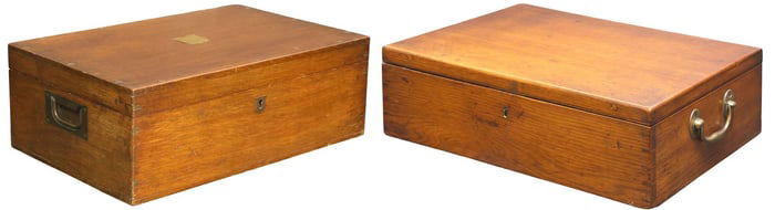 (2) ENGLISH LATE VICTORIAN OAK STORAGE / WORK BOXES