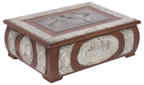 Z. CZARKOWSKI POLISH METAL-MOUNTED WARSAW LANDMARKS SOUVENIR BOX