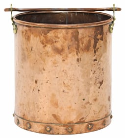 ENGLISH VICTORIAN RIVETED COPPER KINDLING / COAL BUCKET