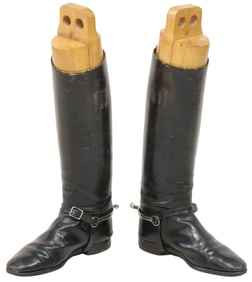 (2) ENGLISH BLACK LEATHER RIDING BOOTS WITH TREES