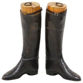 (2) ENGLISH BLACK LEATHER RIDING BOOTS WITH TREES