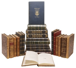 (23) FRENCH LEATHER-BOUND LIBRARY SHELF BOOKS