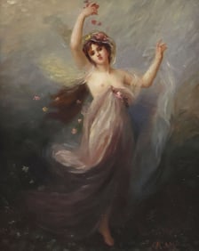 AFTER EDOUARD BISSON (D.1939) ALLEGORICAL OIL PAINTING, 'SPRING'