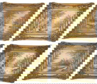 (4) FRAMED AUTUMN LANDSCAPE PAINTINGS, SIGNED CAFIER & INNESS