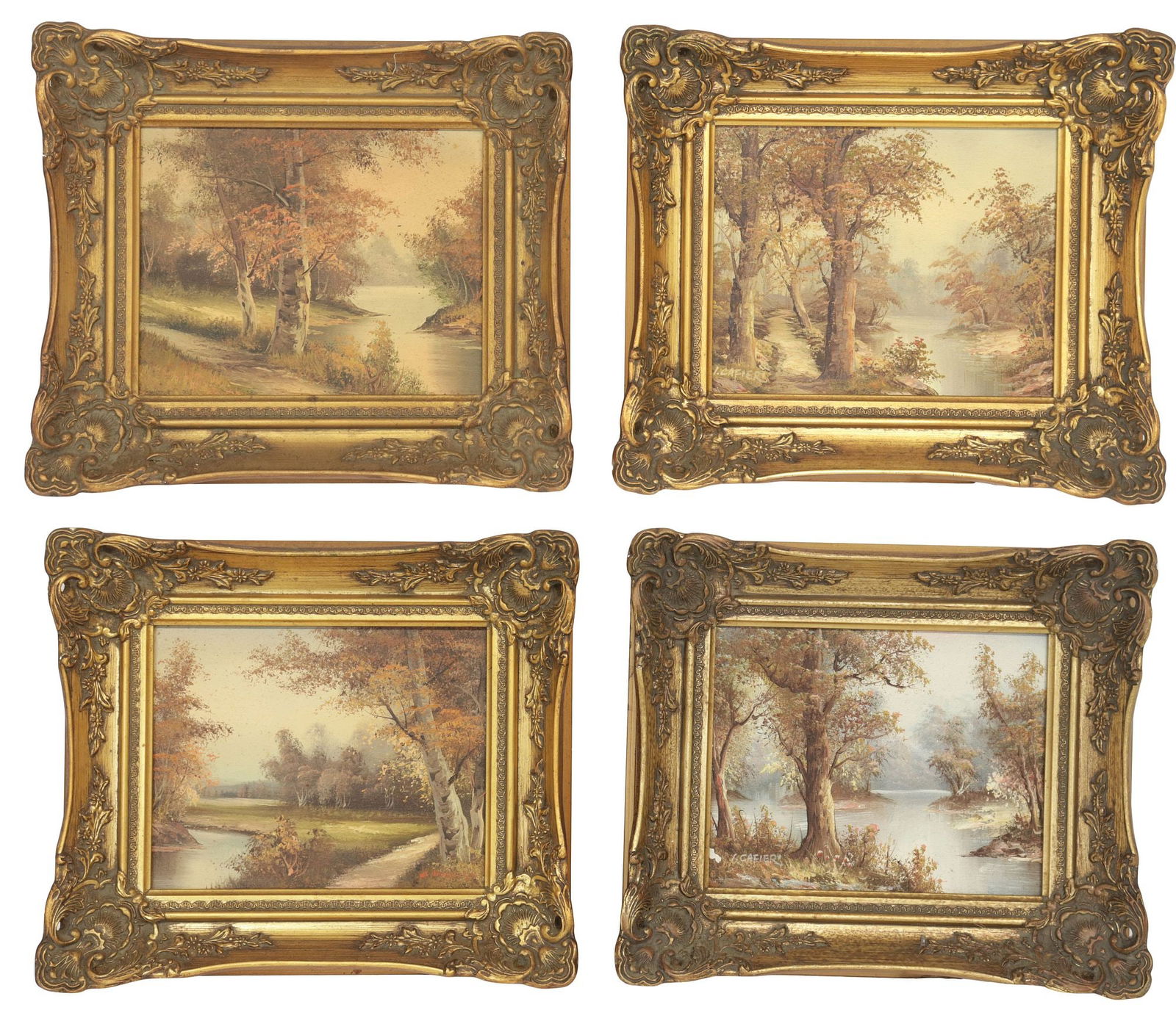 (4) FRAMED AUTUMN LANDSCAPE PAINTINGS, SIGNED CAFIER & INNESS (1 of 10)