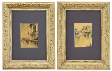 (2) FRAMED WATERCOLOR PARISIAN SCENE PAINTINGS, SIGNED TOM HEFNER