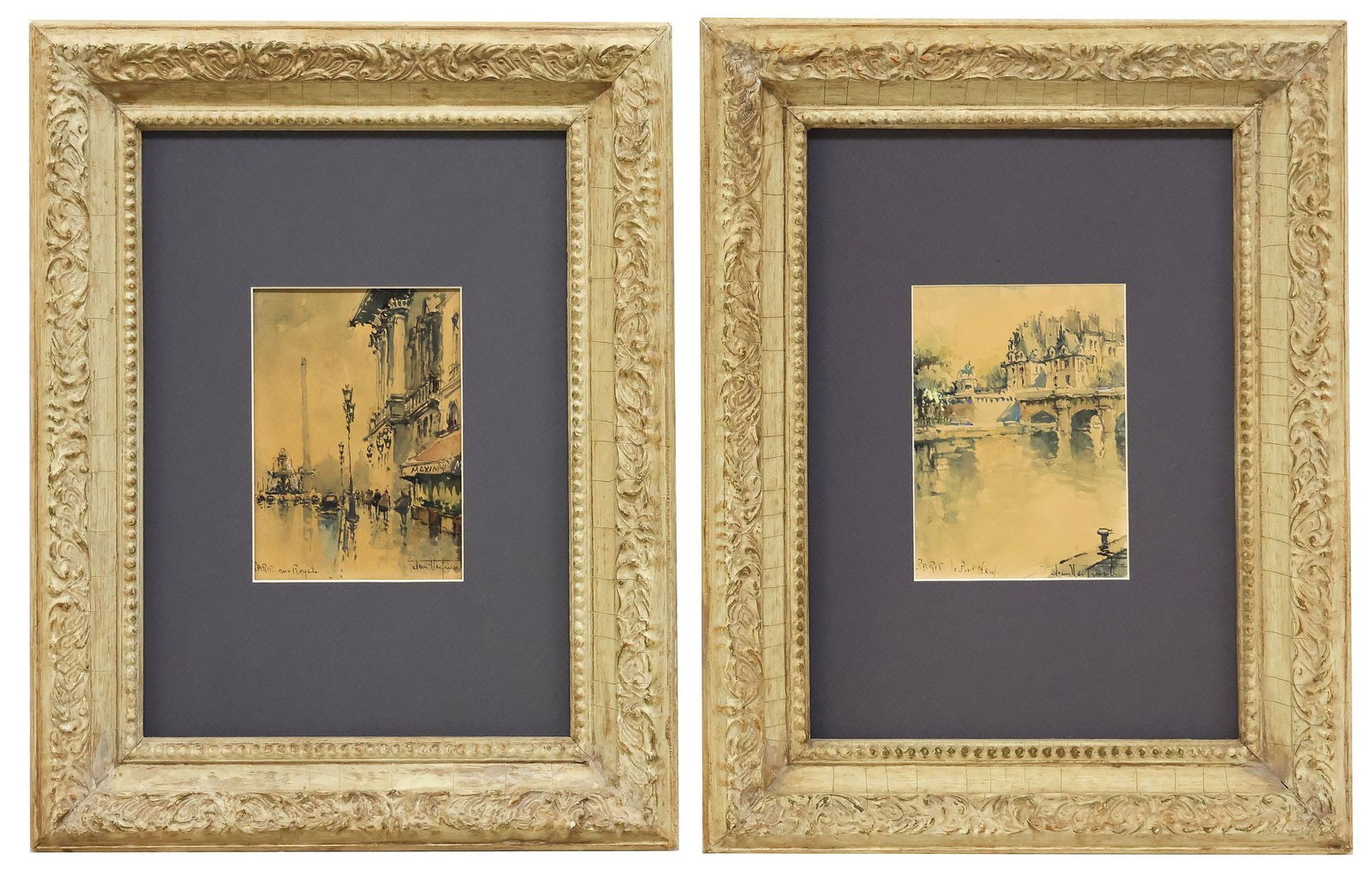 (2) FRAMED WATERCOLOR PARISIAN SCENE PAINTINGS, SIGNED TOM HEFNER (1 of 6)