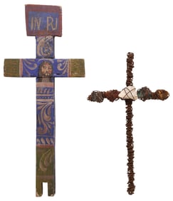(2) FOLK ART RELIGIOUS CROSSES, MEXICO