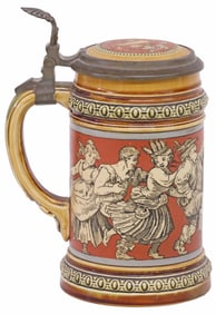 METTLACH ETCHED BEER STEIN 'PEASANT DANCE' #2057
