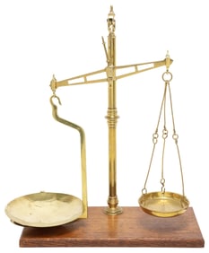 SCOTTISH DAVID FULTON GILT BRASS SHOP-COUNTER BALANCE SCALES