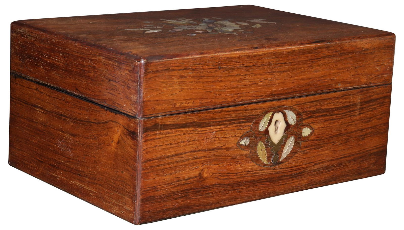 ENGLISH VICTORIAN FLORAL SPRAY MOP & ABALONE INLAID SEWING BOX (1 of 6)