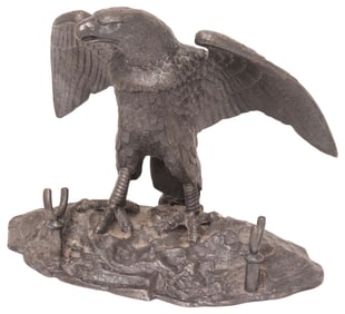 ENGLISH METAL EAGLE-FORM DESK STAND WITH INKWELL