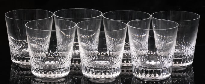 (8) FRENCH ST. LOUIS 'STELLA' CUT CRYSTAL OLD FASHIONED GLASSES / TUMBLERS