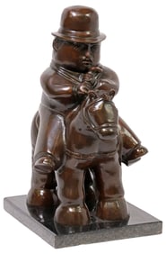 AFTER FERNANDO BOTERO BRONZE SCULPTURE 'MAN ON HORSEBACK'