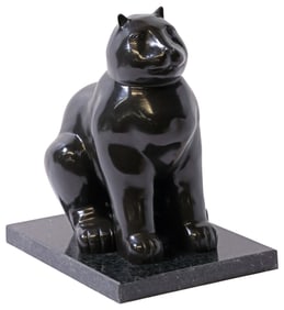 AFTER FERNANDO BOTERO BRONZE SCULPTURE, SITTING CAT