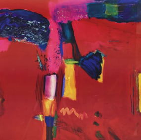 LARGE FRAMED PRINT, ABSTRACT COLOR COMPOSITION, 36" X 36"