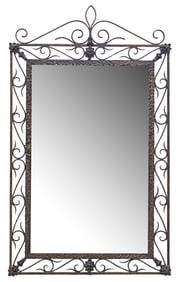LARGE WROUGHT IRON WALL MIRROR, 51"H
