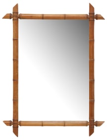 FRENCH FAUX BAMBOO TURNED WOOD WALL MIRROR