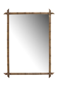 FRENCH TURNED WOOD FAUX BAMBOO MIRROR, 45" X 33.5"