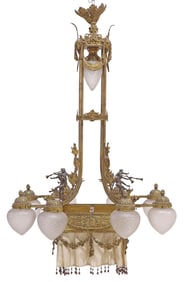 ITALIAN LIBERTE STILE ART NOUVEAU PERIOD GILT-METAL 10-LT CHANDELIER