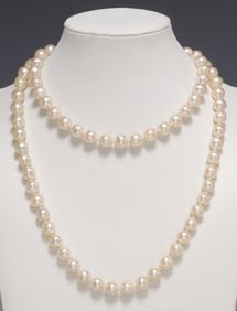 ESTATE OPERA LENGTH CULTURED FRESHWATER BAROQUE PEARL & 14KT DIAMOND NECKLACE